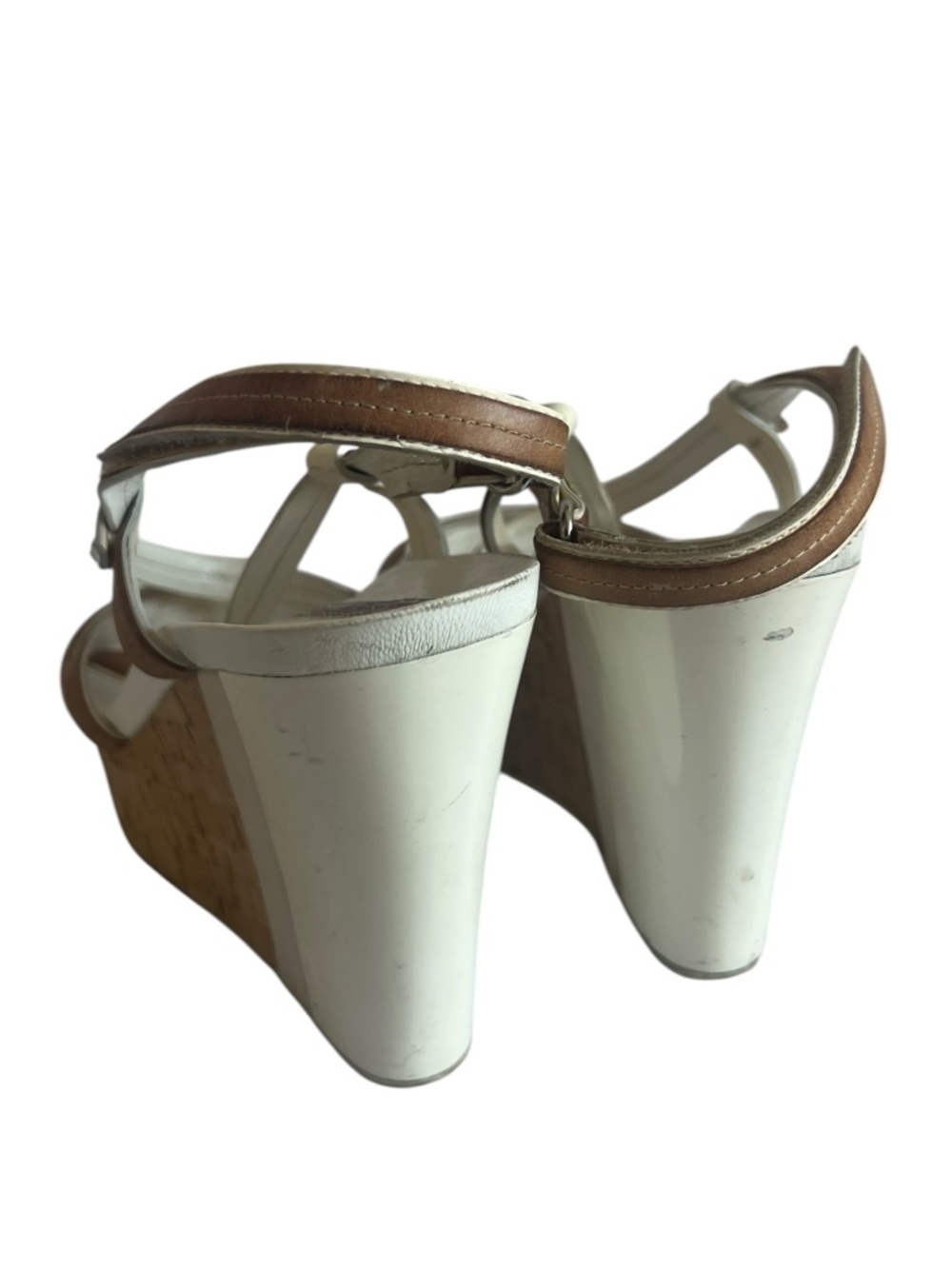 Prada Sport Brown and Cream Cork Wedge Sandals - Picture 5 of 5